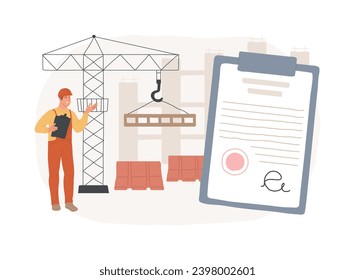 Building industry license isolated concept vector illustration. Local builder registration, technical qualification, quality and reputation, construction career, assessment vector concept.