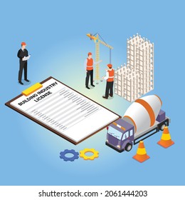 Building Industry License Isometric 3d flat vector 