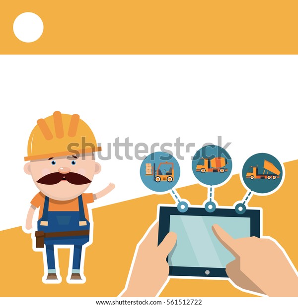 Building infographics. The
driver tells the story of shop equipment. Vector illustration in
flat style