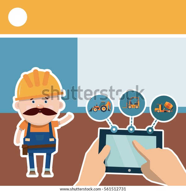Building infographics. The\
driver tells the story of shop equipment. Vector illustration in\
flat style