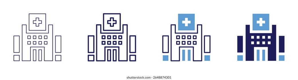 Building information icon in 4 different styles. Thin Line, Line, Bold Line, Duotone. Duotone style. Editable stroke.