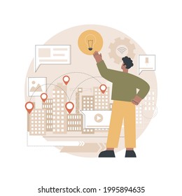 Building information modeling abstract concept vector illustration. Collaborative construction, construction project management, 3D model-based process, operational information abstract metaphor.