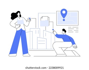 Building information modeling abstract concept vector illustration. Collaborative construction, construction project management, 3D model-based process, operational information abstract metaphor.