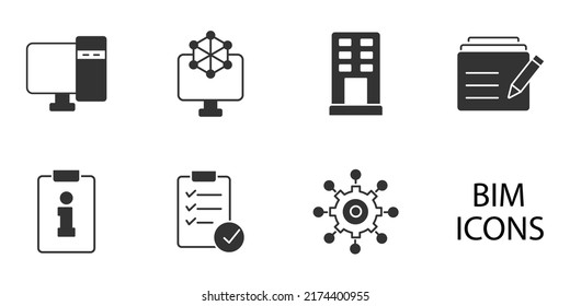Bildmodellierungs-Icons für Gebäude .  Bauinformationsmodellierungspaket-Vektorelemente für Infografik-Web