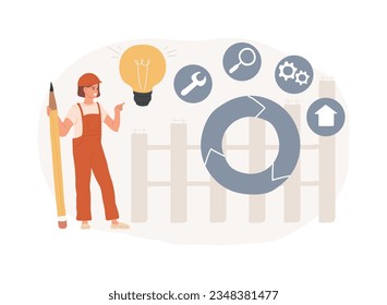 Building information modeling isolated concept vector illustration. Collaborative construction, construction project management, 3D model-based process, operational information vector concept.