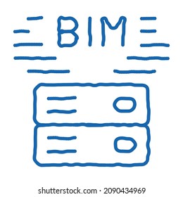 generación de información modelación de esbozo vector de icono. Señal de modelado de información de la línea de dibujo de dibujos en forma de dibujos en forma de dibujos en forma de dibujos en color azul dibujado a mano. ilustración de símbolo aislado