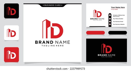 Building With Initial D Letter Monogram Logo Design