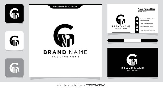 Construir con diseño de logotipo de monograma de letras G iniciales