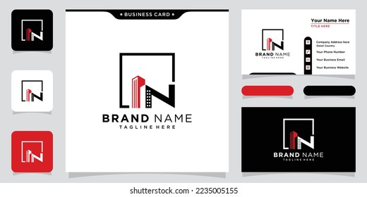 Building With Initial N Letter Monogram Logo Design