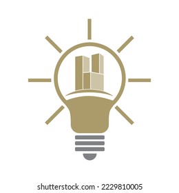 building inside golden light bulb 