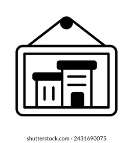 Building inside image hanging showing concept icon of architectural image, architecture photo