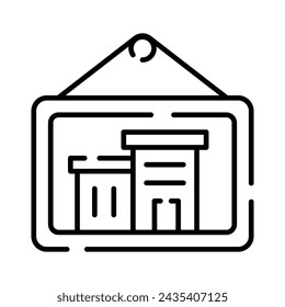 Building inside image hanging showing concept icon of architectural image, architecture photo