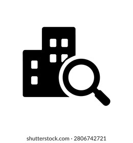 Building Inspection Icon Containing property audit, construction review, architecture, and safety assessment. Solid icon
