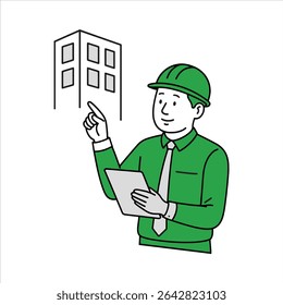 Building Inspector with Hard Hat and Device Clip Art Real Estate and Development