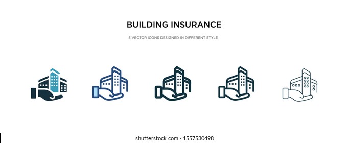 building insurance icon in different style vector illustration. two colored and black building insurance vector icons designed in filled, outline, line and stroke style can be used for web, mobile,