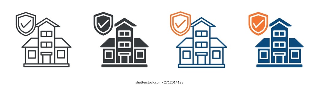 Building Insurance Icon Set Multiple Style Collection