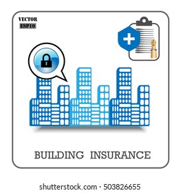 Building insurance. Vector insurance icons.