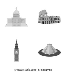 Building, interesting, place, coliseum .Countries country set collection icons in monochrome style vector symbol stock illustration web.