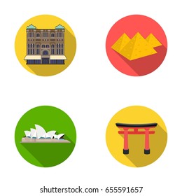 Building, interesting, place, palace .Countries country set collection icons in flat style vector symbol stock illustration web.