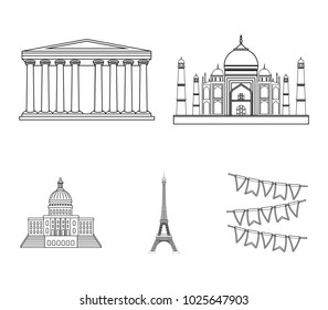 Building, interesting, place, tower .Countries country set collection icons in outline style vector symbol stock illustration web.