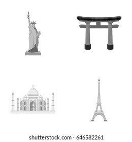 Building, interesting, place, tower .Countries country set collection icons in monochrome style vector symbol stock illustration web.