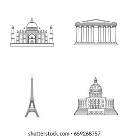 Building, interesting, place, tower .Countries country set collection icons in outline style vector symbol stock illustration web.