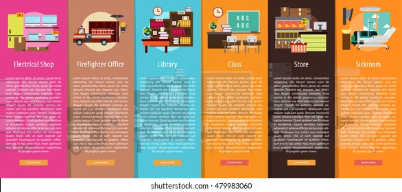 Building Interior Vertical Banner Concept