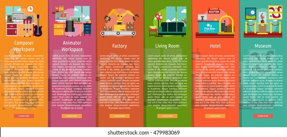 Building Interior Vertical Banner Concept