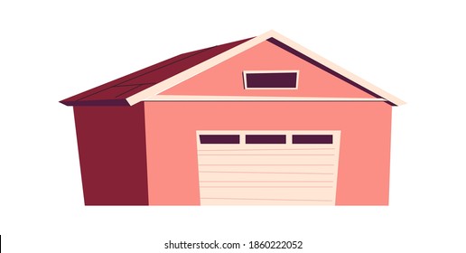 Building isolated, garage, shed cartoon vector illustration