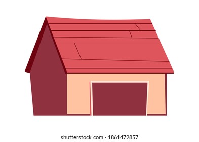 Building isolated, garage, shed cartoon vector illustration