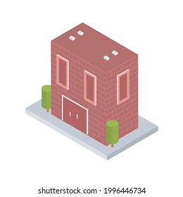 Construyendo en estilo isométrico 3d . Icono de construcción. Ilustración vectorial.