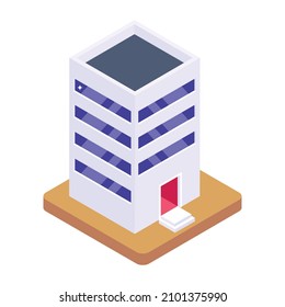 Building in isometric editable icon

