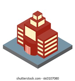 The building in an isometric projection. The isolated 3D house on a white background. Vector picture