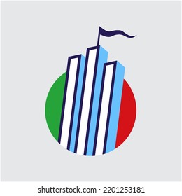 Gebäude und Illustration der italienischen Flagge