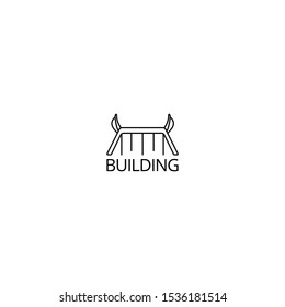 building of japan logo vector with mono line art style