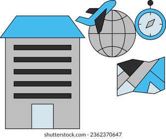 A building and a journey of the world.