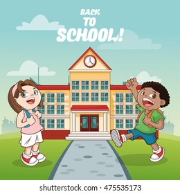 building kids back to school cartoon icon. Colorful design. Vector illustration