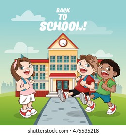 building kids back to school cartoon icon. Colorful design. Vector illustration