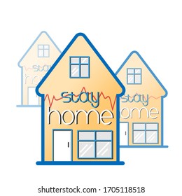 Building labeled stay home door window coronavirus security COVID-19