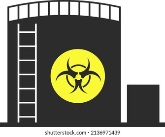 The building of the laboratory for the study of biological weapons. A symbol of biological weapons. The vector image is highlighted on a white background.