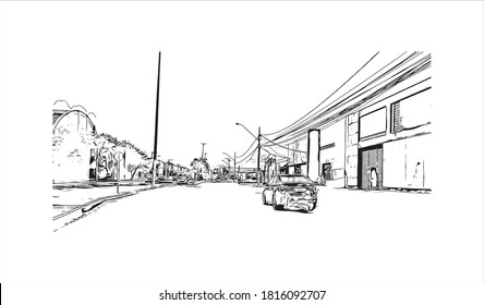 Bâtiment avec un point de repère d'Aracaju est la capitale de l'État de Sergipe. Illustration dessinée à la main en image vectorielle.