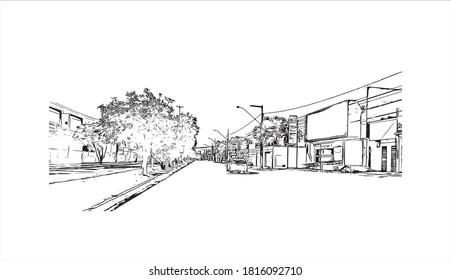 Bâtiment avec un point de repère d'Aracaju est la capitale de l'État de Sergipe. Illustration dessinée à la main en image vectorielle.