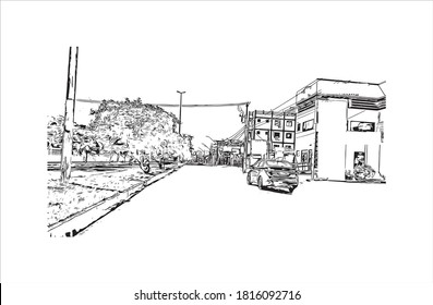 Bâtiment avec un point de repère d'Aracaju est la capitale de l'État de Sergipe. Illustration dessinée à la main en image vectorielle.