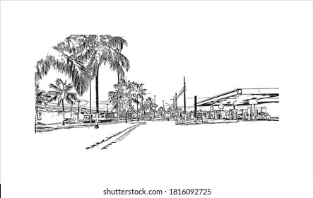 Building with landmark of Aracaju is the capital of the State of Sergipe. Hand drawn sketch illustration in vector.