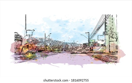 Bâtiment avec un point de repère d'Aracaju est la capitale de l'État de Sergipe. Dessin à l'aquarelle avec illustration dessinée à la main en image vectorielle.