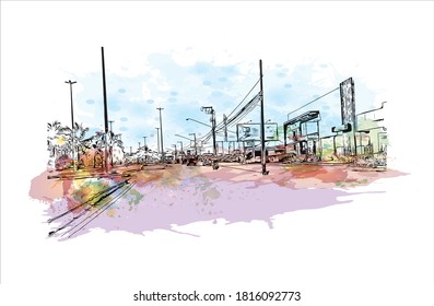 Bâtiment avec un point de repère d'Aracaju est la capitale de l'État de Sergipe. Dessin à l'aquarelle avec illustration dessinée à la main en image vectorielle.