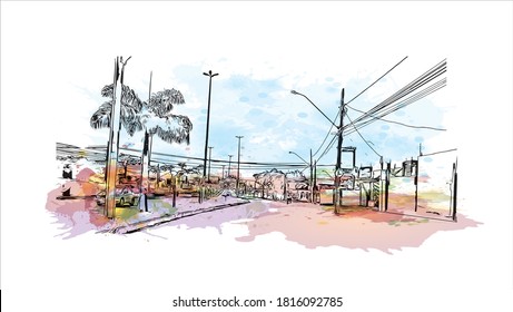 Bâtiment avec un point de repère d'Aracaju est la capitale de l'État de Sergipe. Dessin à l'aquarelle avec illustration dessinée à la main en image vectorielle.