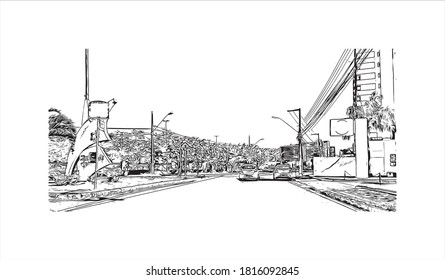 Bâtiment avec un point de repère d'Aracaju est la capitale de l'État de Sergipe. Illustration dessinée à la main en image vectorielle.