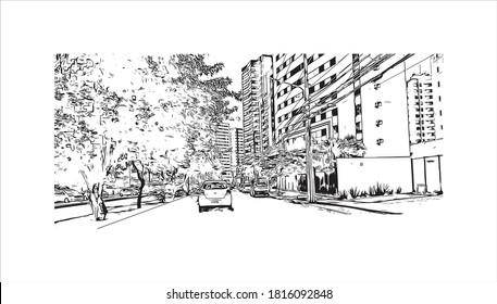 Bâtiment avec un point de repère d'Aracaju est la capitale de l'État de Sergipe. Illustration dessinée à la main en image vectorielle.