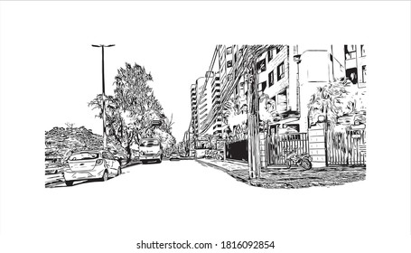 Bâtiment avec un point de repère d'Aracaju est la capitale de l'État de Sergipe. Illustration dessinée à la main en image vectorielle.